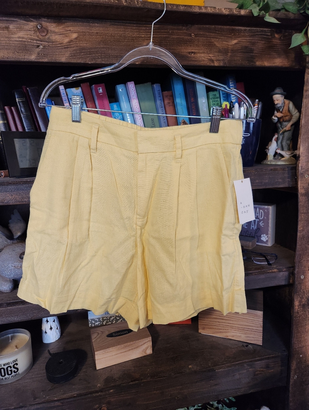 A New Day Yellow High-Waist Pleated Shorts